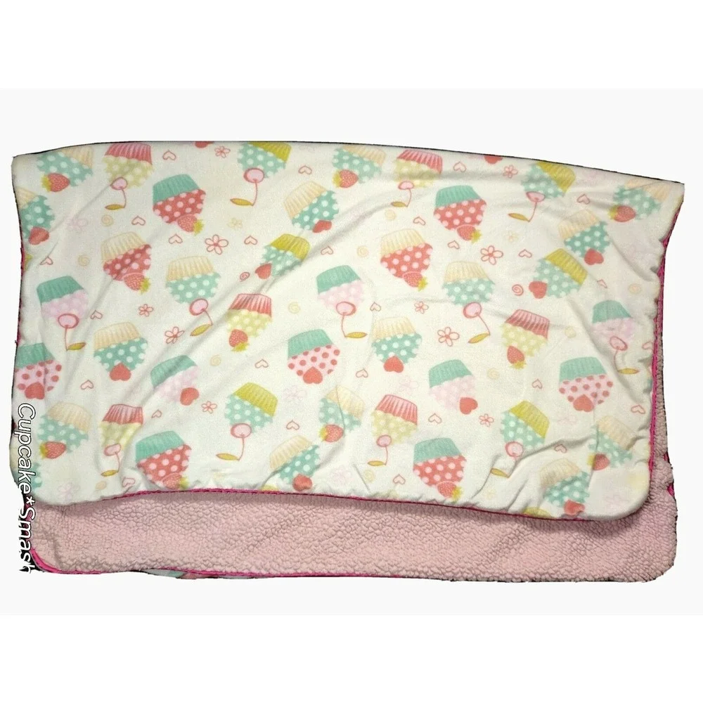 SL Home‎ Fashions 119741 CUPCAKE Baby Blanket Pink Sherpa Polka Dot Beige Cherry